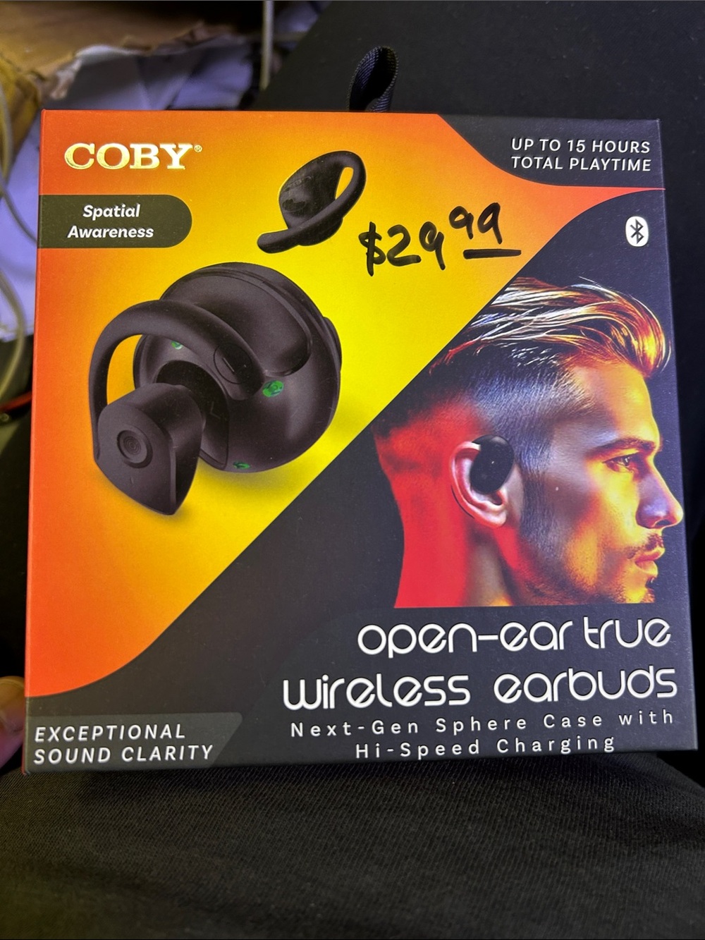 COBY Open-Ear True Wireless Earbuds — Black